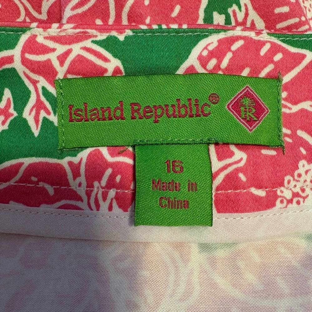 Island Republic Floral Skirt Pink Green White Trim Golf Tennis Womens Size 16 - Picture 3 of 6